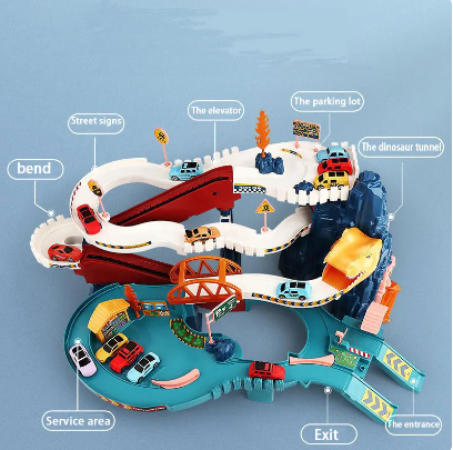 Dinosaur Winding Road Rail - Car Race Track Toy Set