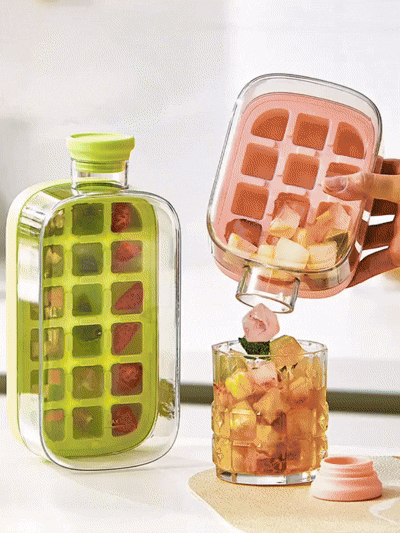 2-in-1 Ice Cube Tray & Portable Water Bottle with Straw (500ml)