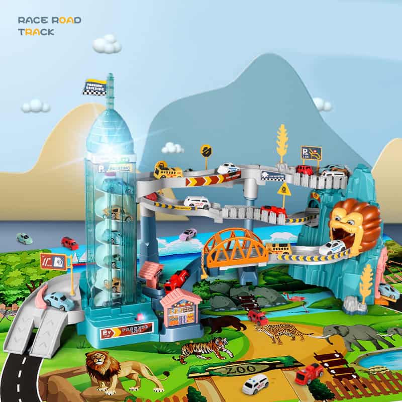 Lion Mountain Adventure - Car Race Track Toy Set