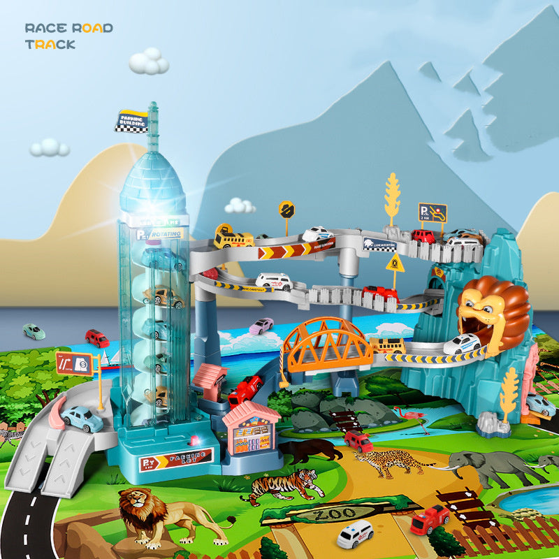 Lion Mountain Adventure - Car Race Track Toy Set