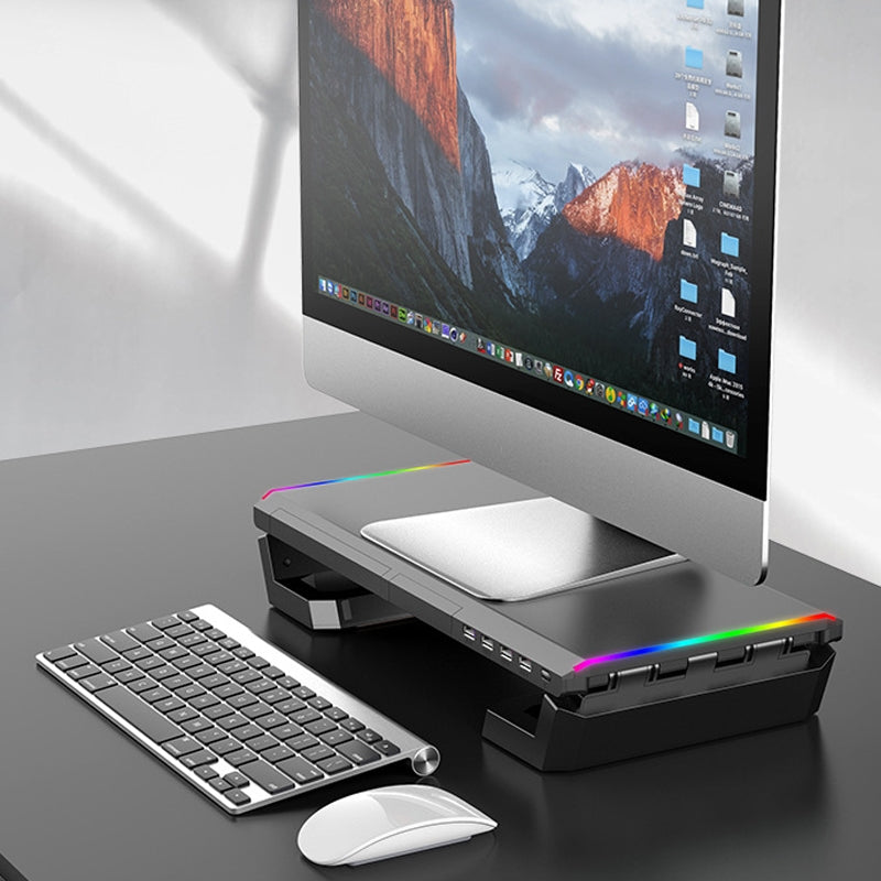 Alloy Computer Screen Monitor RGB Stand With USB Hub