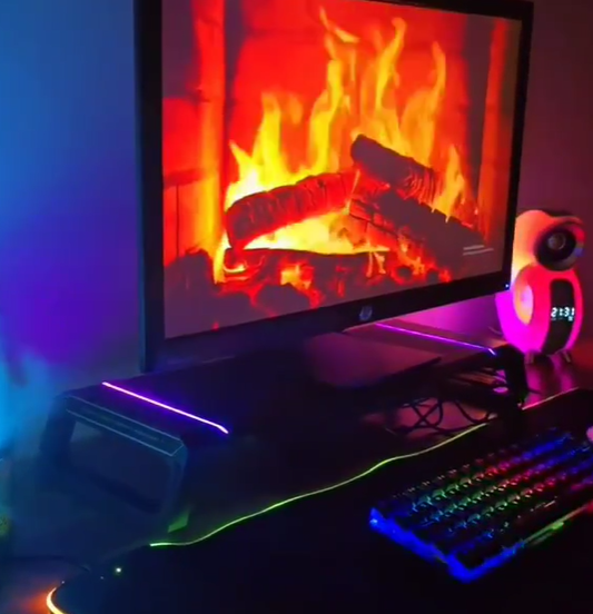 Alloy Computer Screen Monitor RGB Stand With USB Hub