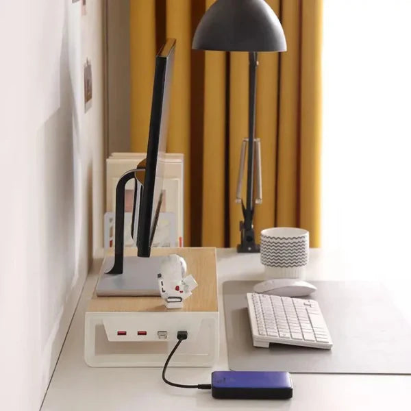 Imported Wooden Monitor Stand with USB Hub