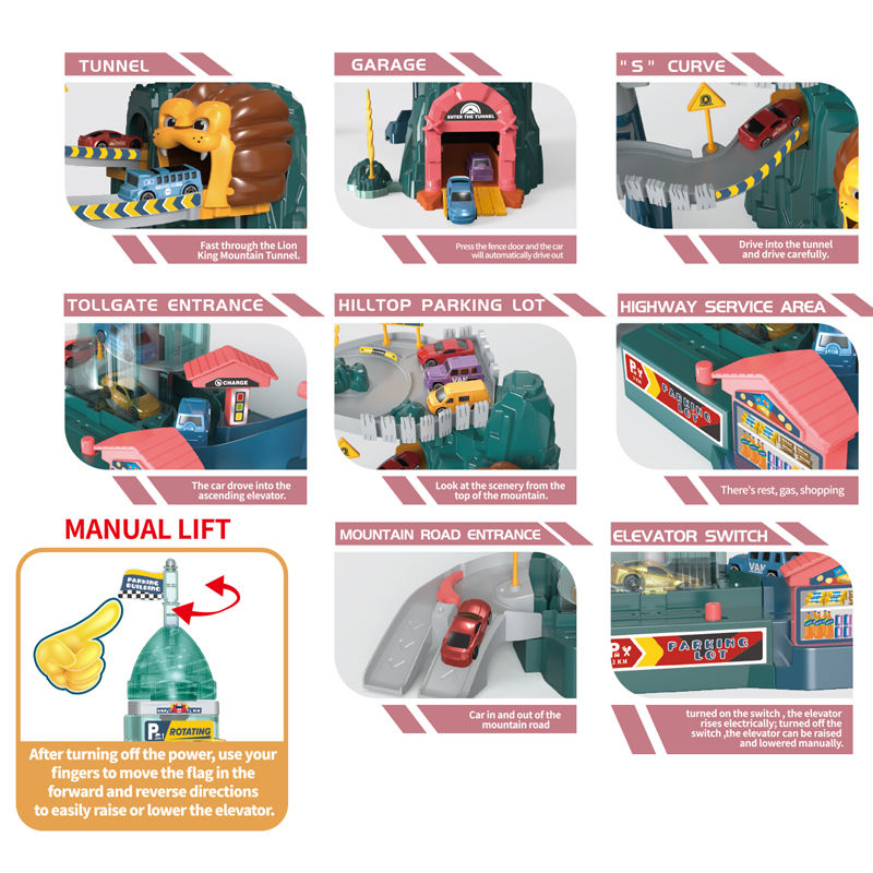 Lion Mountain Adventure - Car Race Track Toy Set