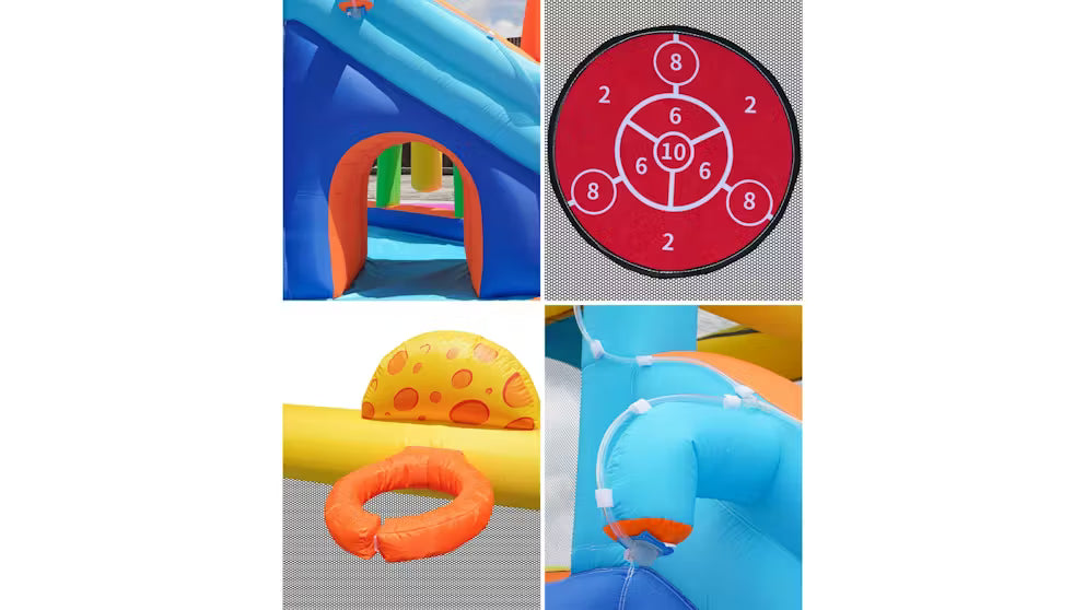 AirMyFun Home Water Castle – 9-in-1 Inflatable Water Park with Slide, Trampoline & Pool (Model 83098)