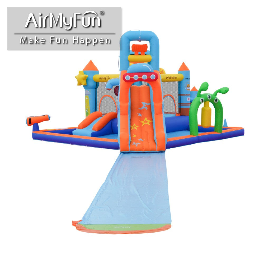 AirMyFun Home Water Castle – 9-in-1 Inflatable Water Park with Slide, Trampoline & Pool (Model 83098)