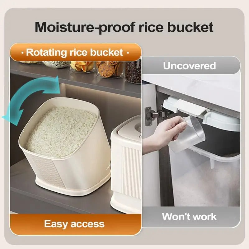 Moisture-Proof Rotatable Rice Bucket