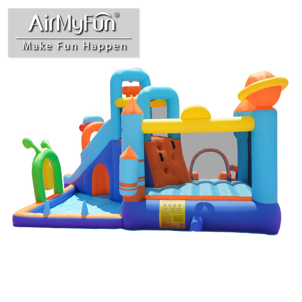 AirMyFun Home Water Castle – 9-in-1 Inflatable Water Park with Slide, Trampoline & Pool (Model 83098)