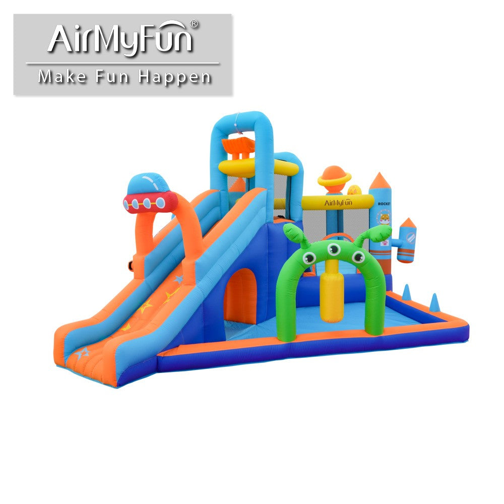 AirMyFun Home Water Castle – 9-in-1 Inflatable Water Park with Slide, Trampoline & Pool (Model 83098)
