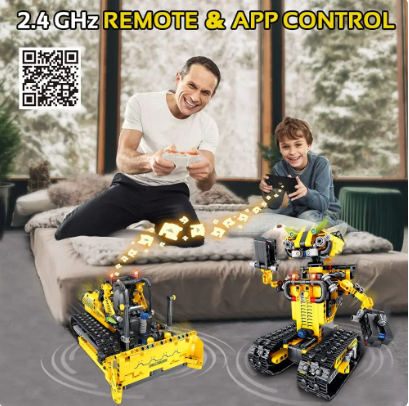 STEM 2 in 1  Transformers  Yellow Decepticon, Lego Compatible