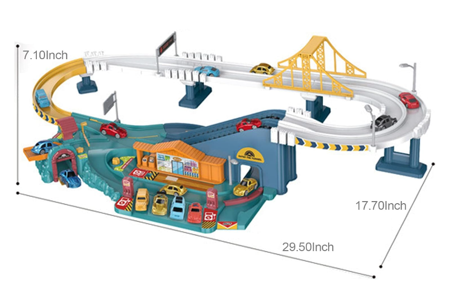 City Service Station - Car Race Track Toy Set