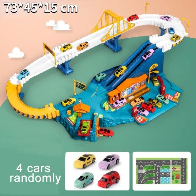 City Service Station - Car Race Track Toy Set