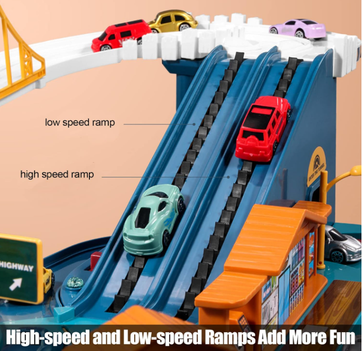 City Service Station - Car Race Track Toy Set