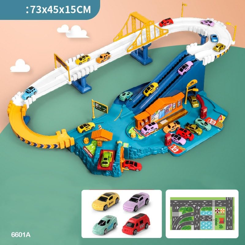 City Service Station - Car Race Track Toy Set