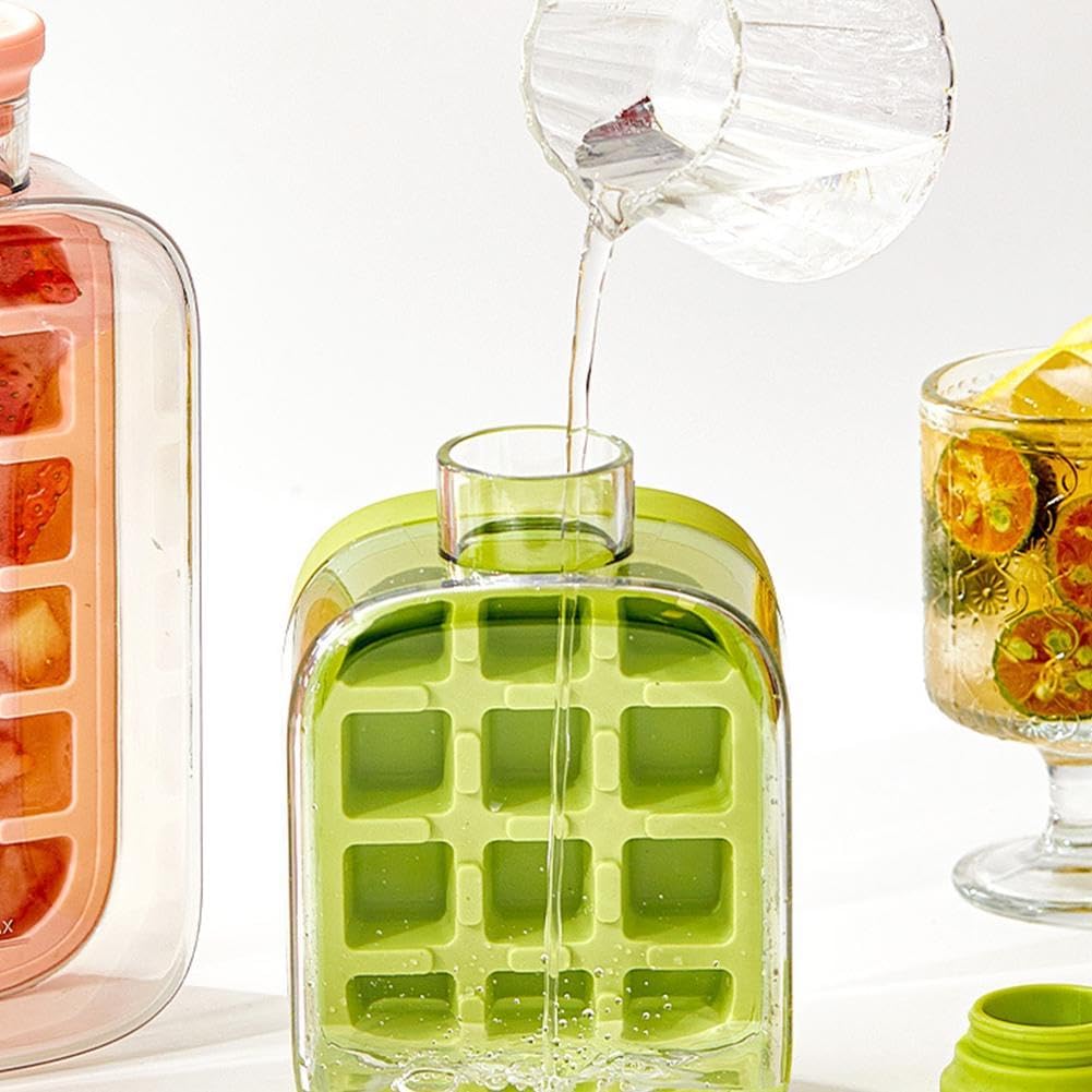 2-in-1 Ice Cube Tray & Portable Water Bottle with Straw (500ml)