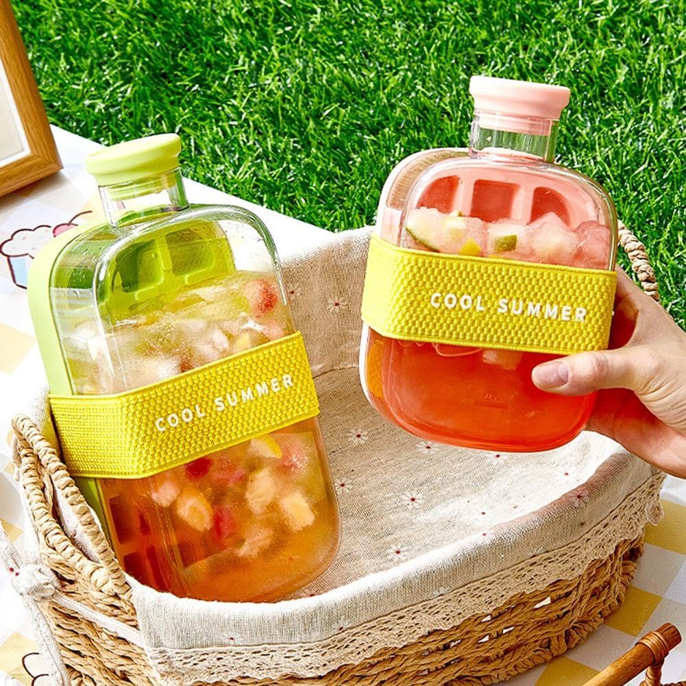 2-in-1 Ice Cube Tray & Portable Water Bottle with Straw (500ml)