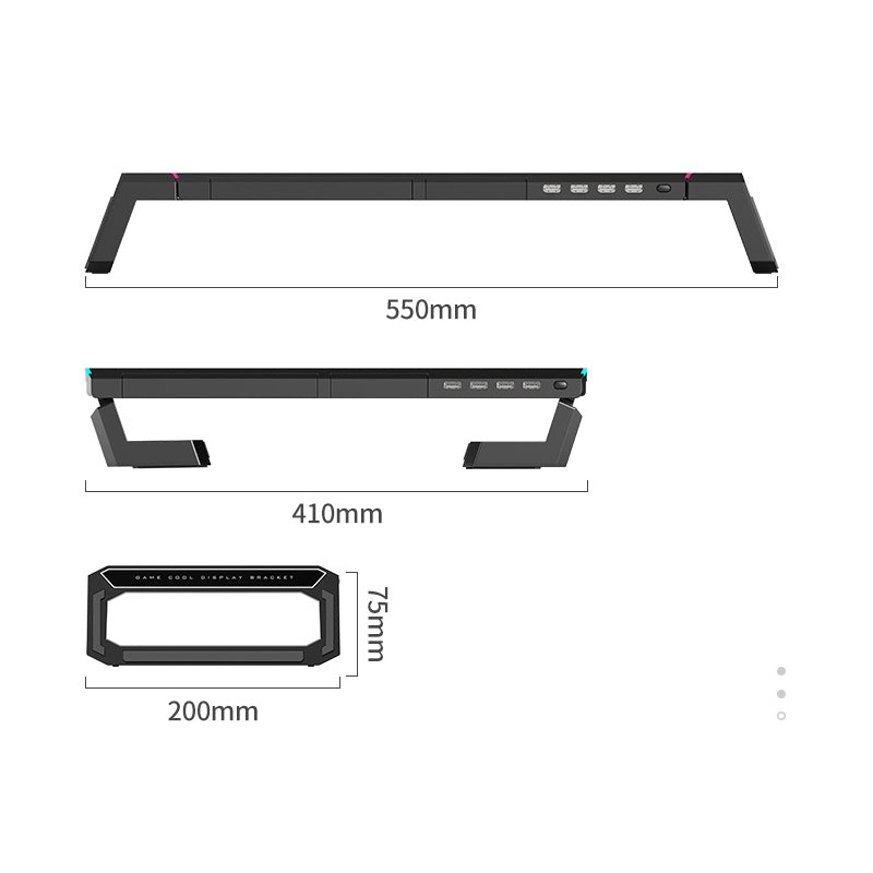 Alloy Computer Screen Monitor RGB Stand With USB Hub