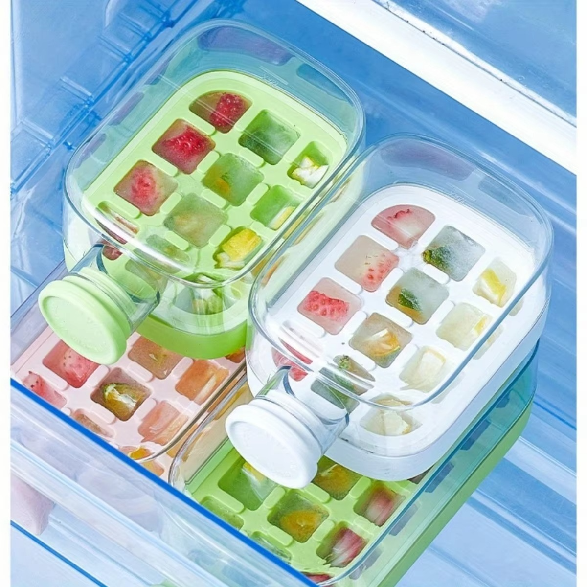 2-in-1 Ice Cube Tray & Portable Water Bottle with Straw (500ml)