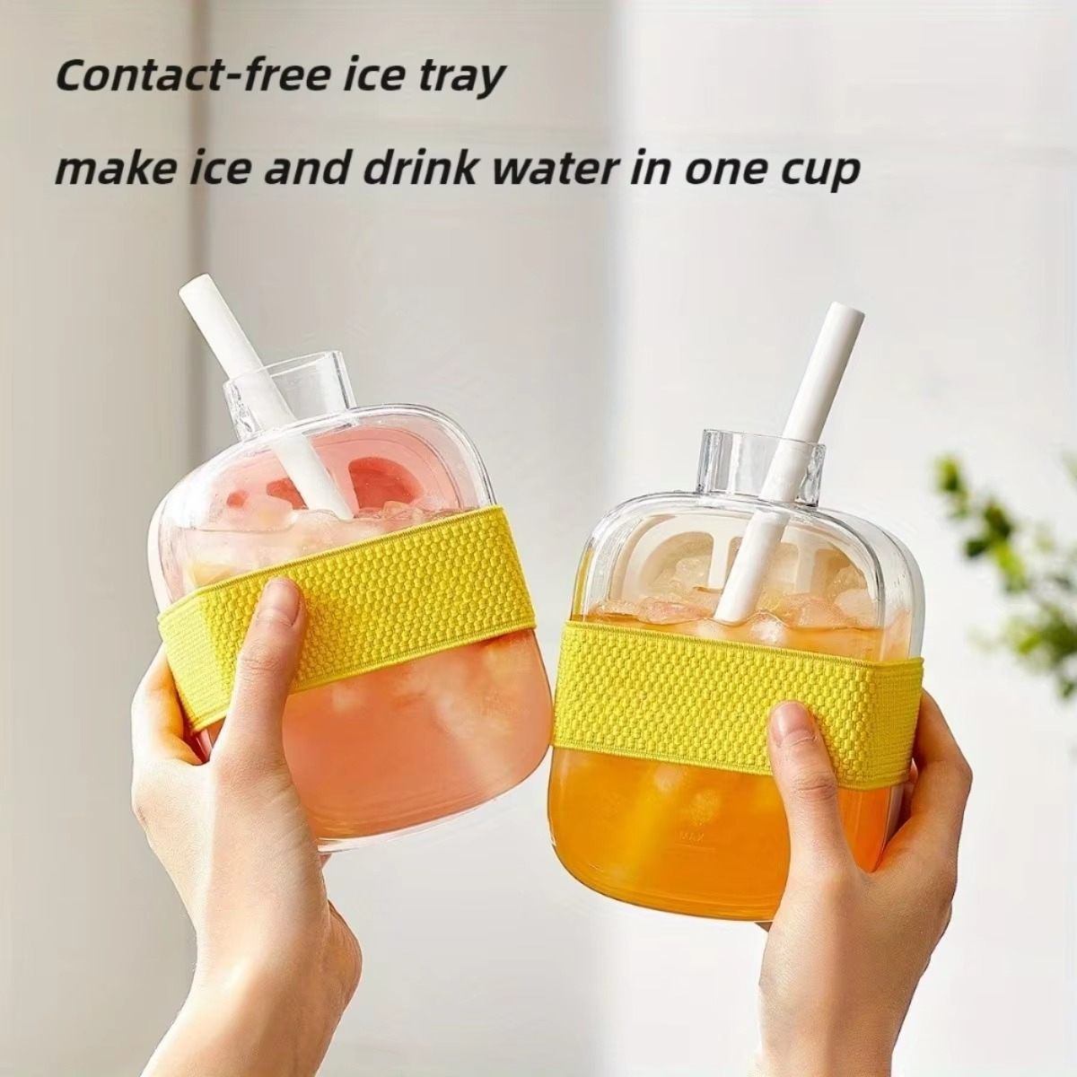 2-in-1 Ice Cube Tray & Portable Water Bottle with Straw (500ml)