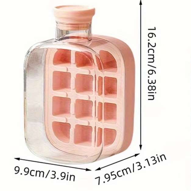 2-in-1 Ice Cube Tray & Portable Water Bottle with Straw (500ml)