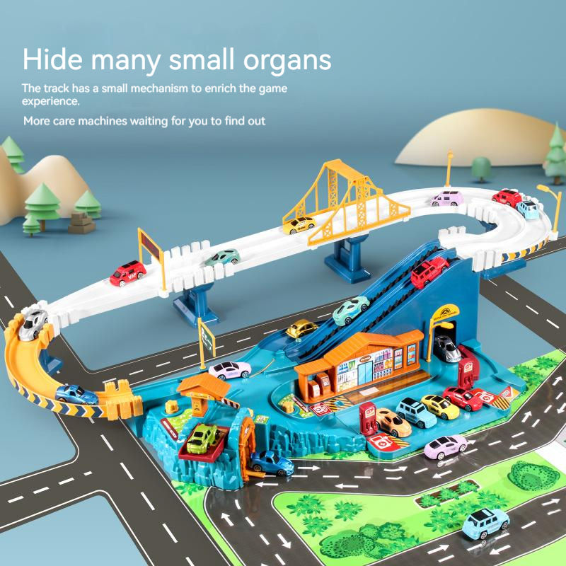 City Service Station - Car Race Track Toy Set