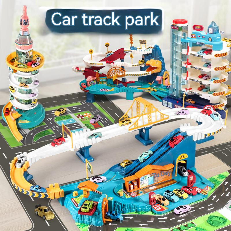City Service Station - Car Race Track Toy Set
