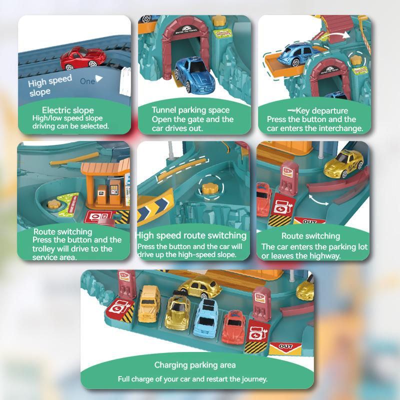 City Service Station - Car Race Track Toy Set