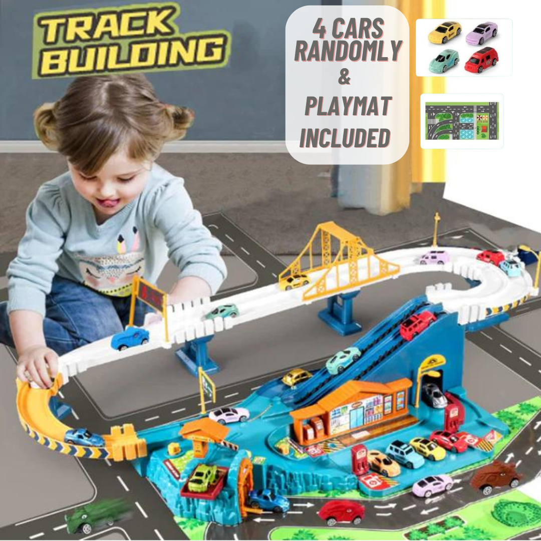 City Service Station - Car Race Track Toy Set