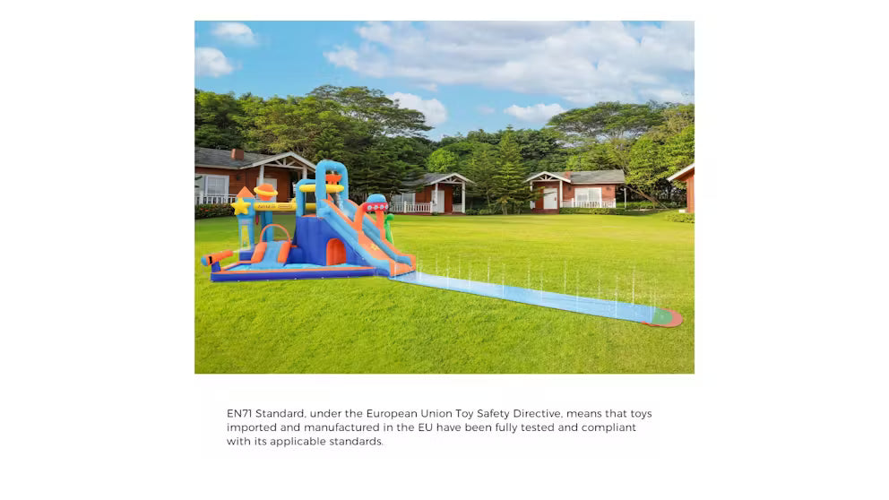 AirMyFun Home Water Castle – 9-in-1 Inflatable Water Park with Slide, Trampoline & Pool (Model 83098)