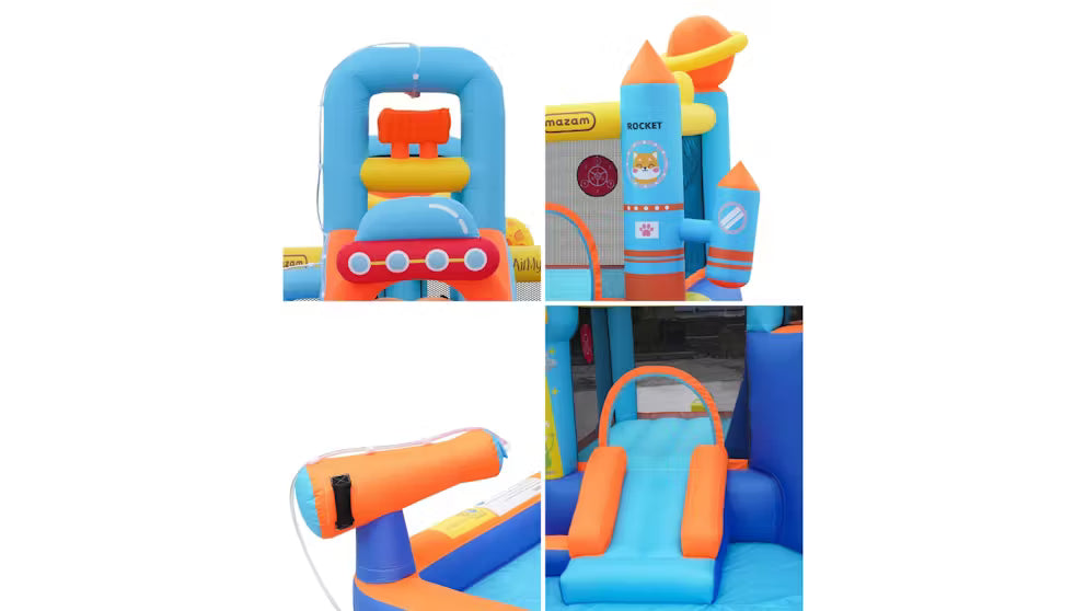 AirMyFun Home Water Castle – 9-in-1 Inflatable Water Park with Slide, Trampoline & Pool (Model 83098)