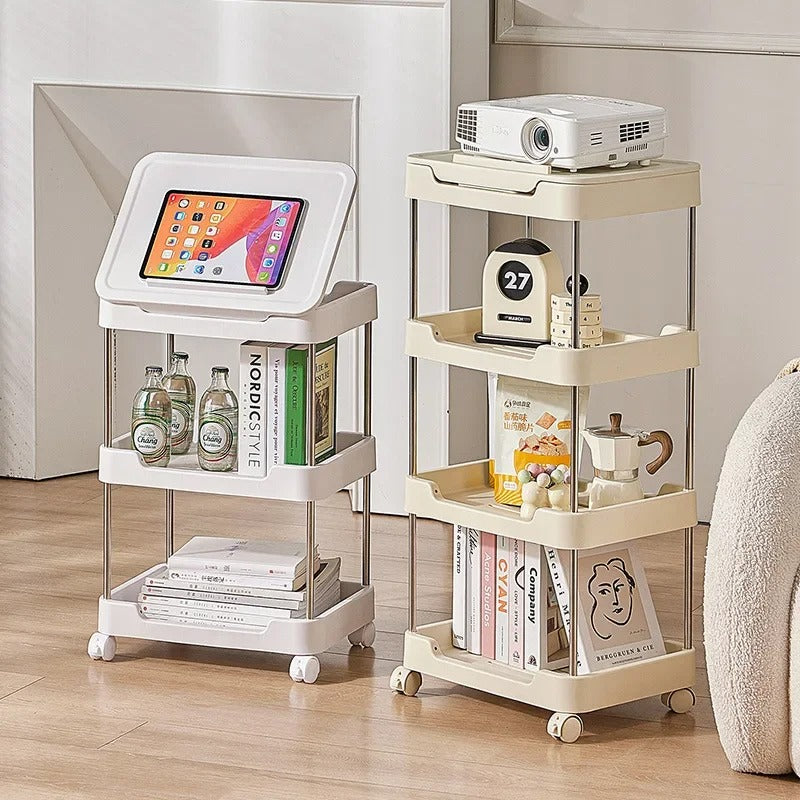 Multipurpose Storage Rack Trolley with Laptop & Tablet Stand