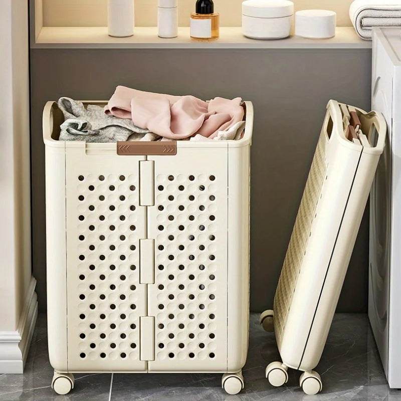Foldable Household Laundry Basket with Wheels