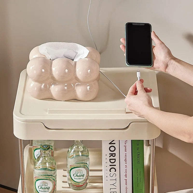 Multipurpose Storage Rack Trolley with Laptop & Tablet Stand