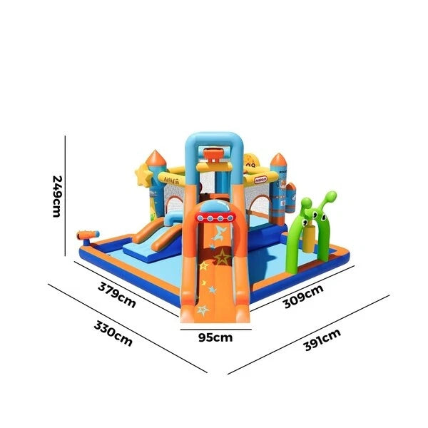 AirMyFun Home Water Castle – 9-in-1 Inflatable Water Park with Slide, Trampoline & Pool (Model 83098)